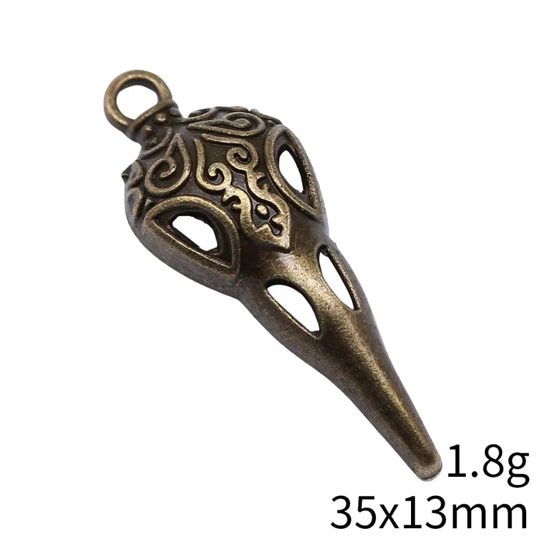 Skull Bead Charms 10pcs DIY Jewelry Making Zinc Alloy 35x13mm - Multiple Colors
