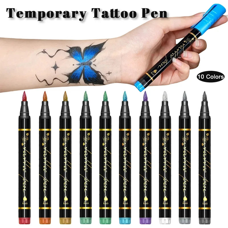 Face & Body Paint Markers Set for Creative Art and Costume Makeup - Non-Toxic, 10 Colors
