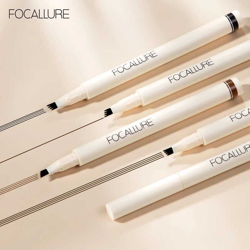 4-Fork Waterproof Liquid Eyebrow Pencil - Natural Hair-Like Strokes, Long-Lasting Makeup