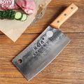 Forged Chef Knife with Wooden Handle and Copper Rivets - High-Carbon Steel Slicing Knife