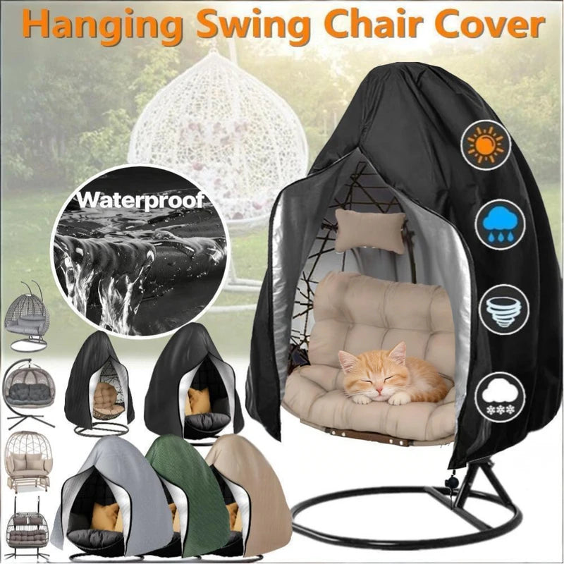Waterproof Hanging Egg Chair Cover for Patio Garden Swing Seats - Windproof Dustproof 210D