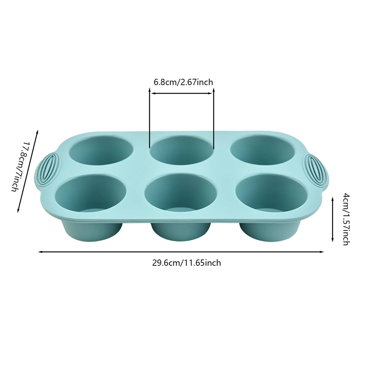 6-Cup Silicone Muffin Pan Non-Stick Baking Tray for Cakes & Cupcakes