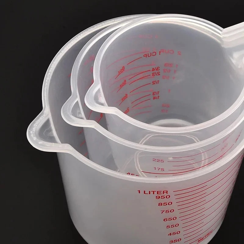 3-Piece Liquid Measuring Cups Set 250ml 500ml 1000ml Kitchen Baking Tools