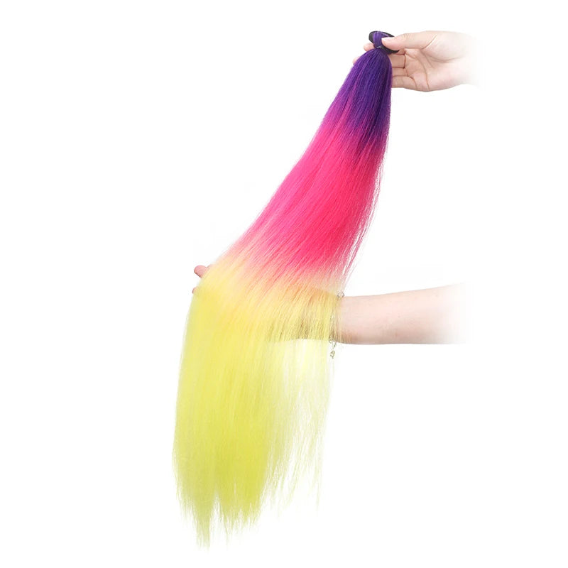 24-Inch Synthetic Straight Ponytail Hair Extension with Elastic Band for DIY Braiding