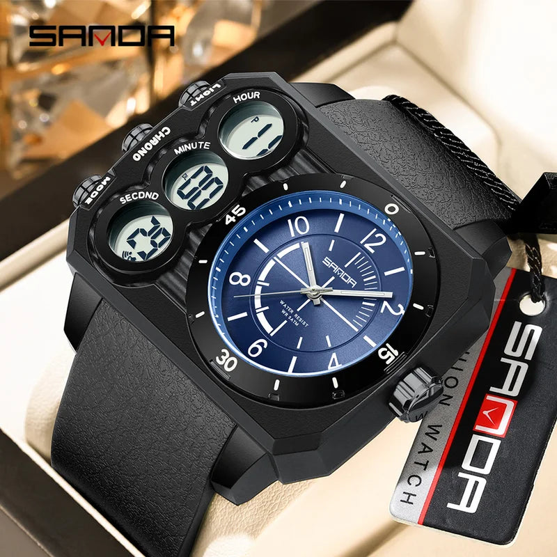 Digital Sports Watch Waterproof Multifunctional Men's Wristwatch - Model 6237
