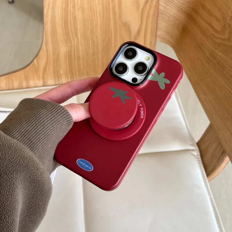 Cute Cartoon Tomato Magnetic Phone Grip Holder for iPhone 15 & MagSafe