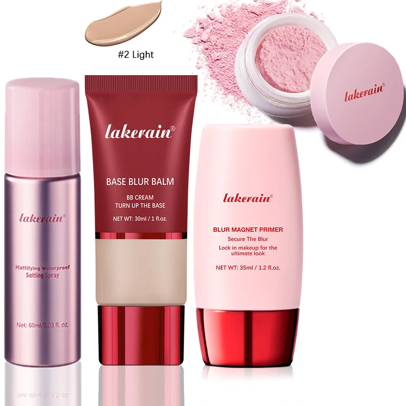 Travel Size Waterproof Setting Spray & Face Makeup Set - Blur Pore & Matte Finish