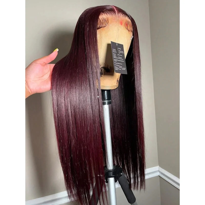 Burgundy Lace Front Wig 13x4 Straight 99J Colored Wigs with Baby Hair