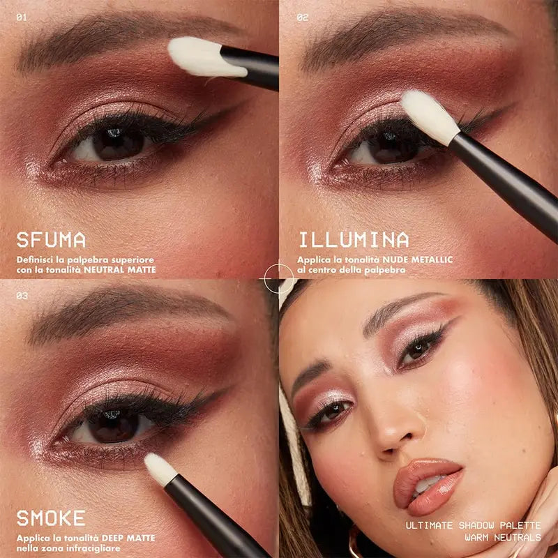Nine-Color Eyeshadow Palette with Matte, Shimmer & Glow Finishes - Warm Neutrals
