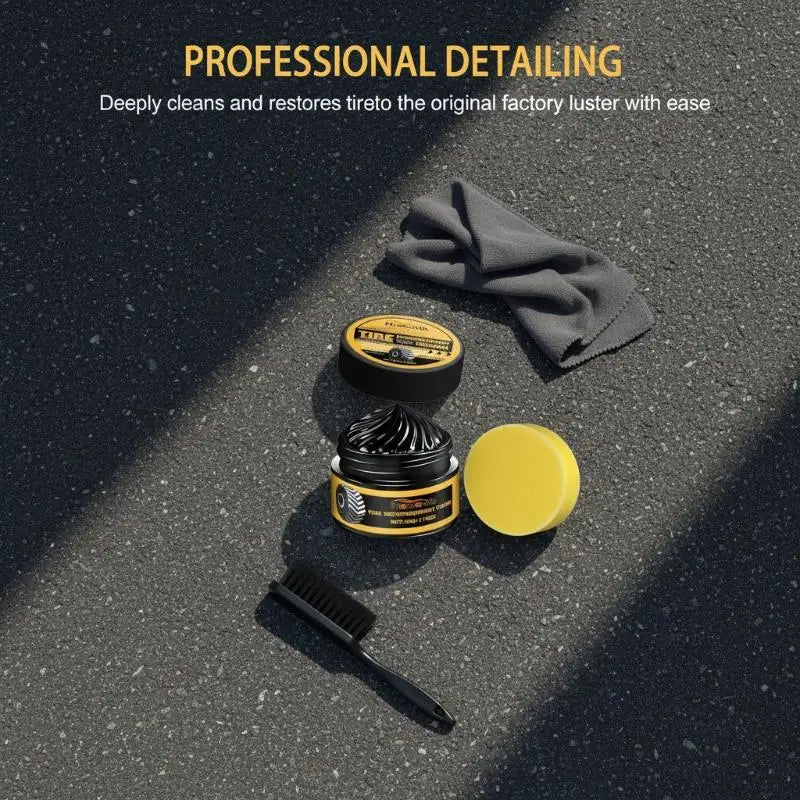 Car Tire Shine Wax Paste Protects Rubber & Maintains Deep Black Finish