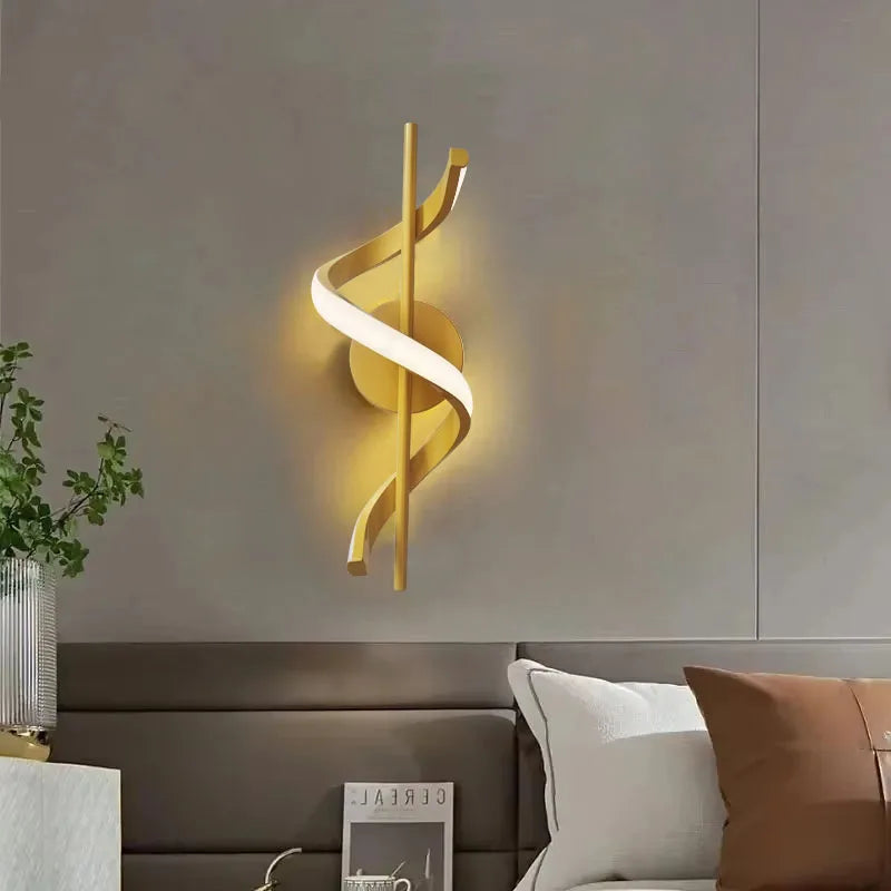 Minimalist LED Wall Lamp for Bedroom Living Room Corridor - Black White Gold