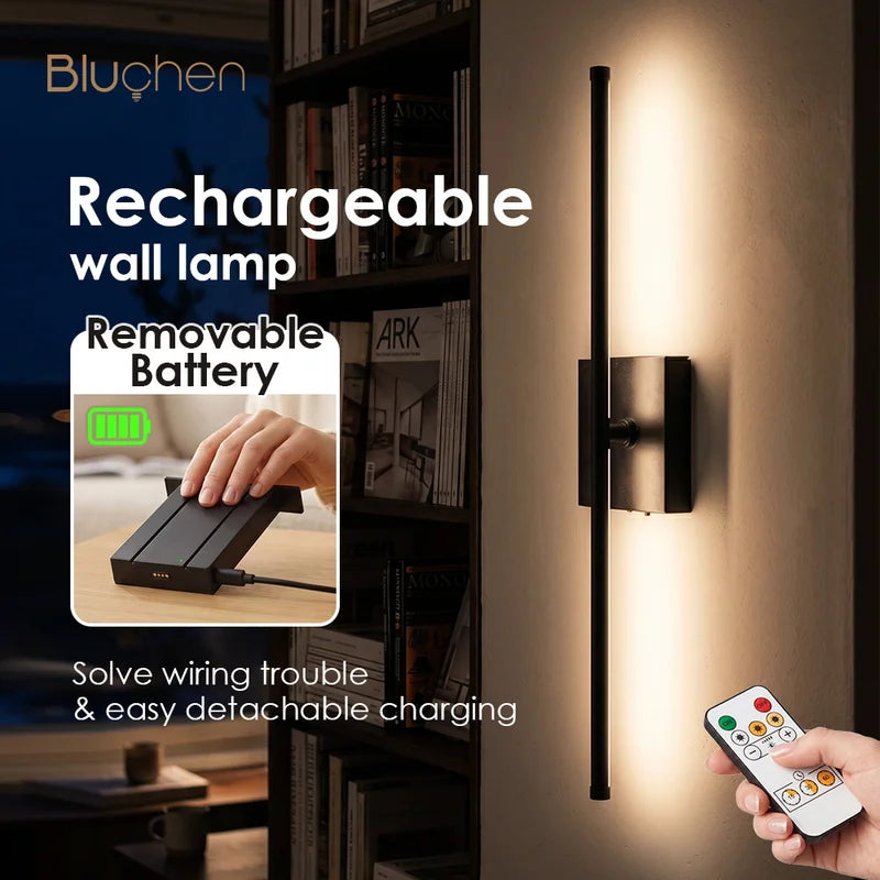 Wireless Dimmable Rechargeable LED Wall Lamp - Modern Interior Wall Sconce 60cm