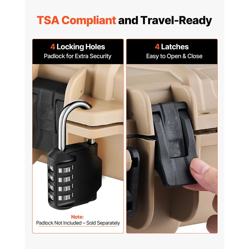 Lockable Waterproof Rifle Case with Foam Interior and Wheels - IP67 Dustproof & TSA Approved