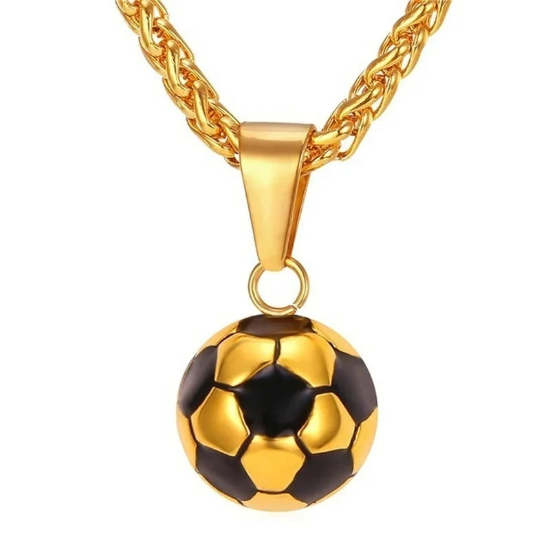 Football Necklace with Stainless Steel Chain - Boy's Gift, Men's Jewelry