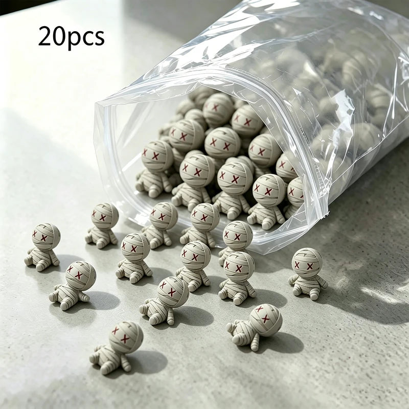Gothic Halloween Mummy Resin Figurines - 20 Pack Desk & Party Decor