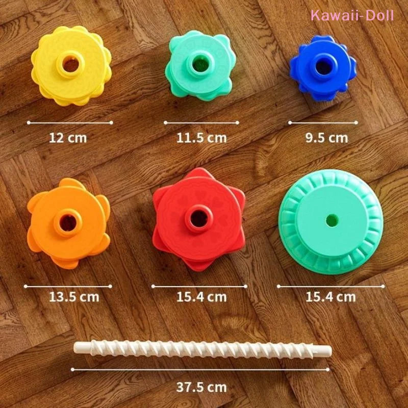 Baby Spinning Stacking Puzzle Toys Rainbow Tower Montessori Motor Skills Game