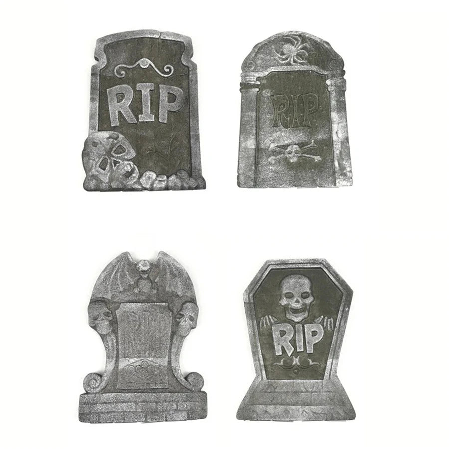 Halloween Foam Tombstone Decorations 4pcs Spooky Yard & Haunted House Props
