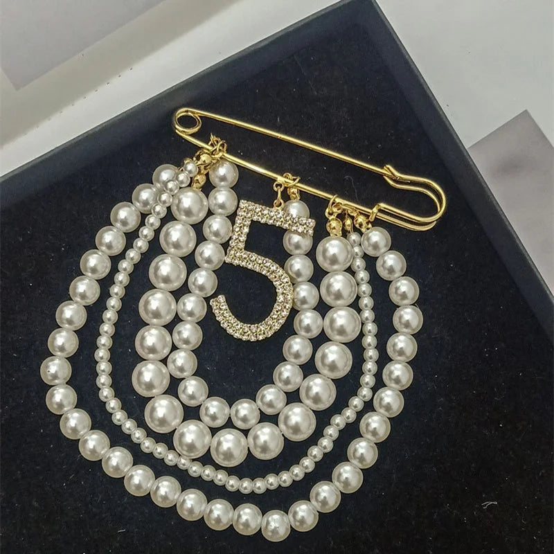 Elegant Pearl Tassel Crystal Brooch for Wedding & Party Accessories