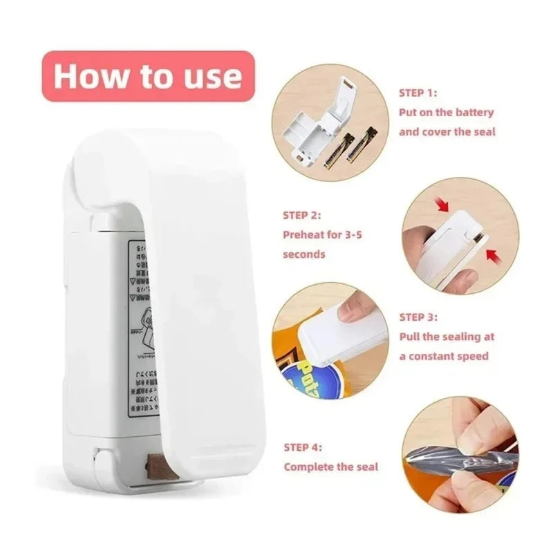 Handheld Food Sealer Clips for Snacks & Food Storage - Reusable Plastic Bag Closure