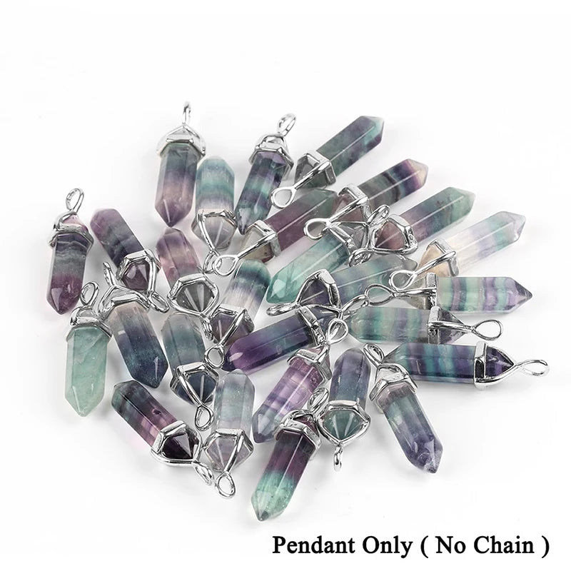 Natural Fluorite Crystal Necklace with Hexagonal Pendant for Healing & Spirituality