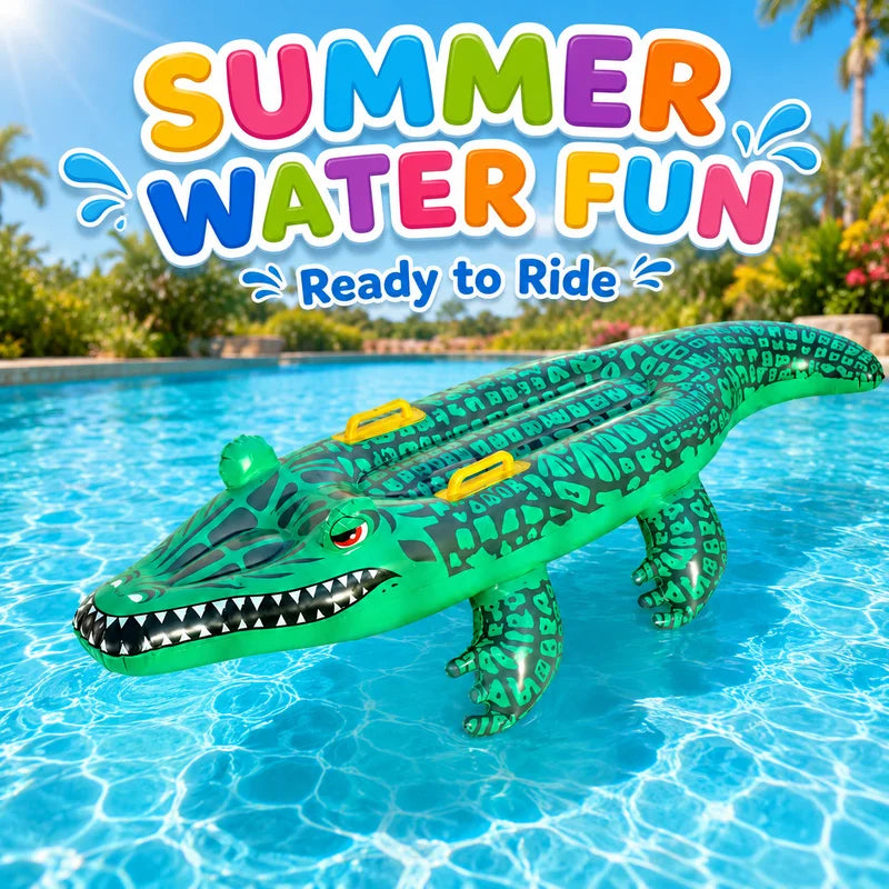 Inflatable Crocodile Pool Float with Handles - Summer Water Toy for Beach & Pool