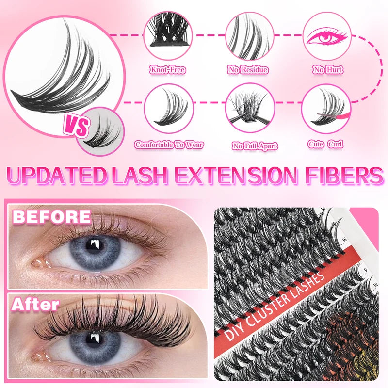 Cluster Lashes Kit 320/600/790 for Volume & Glamorous Looks - Mix-and-Match Lengths