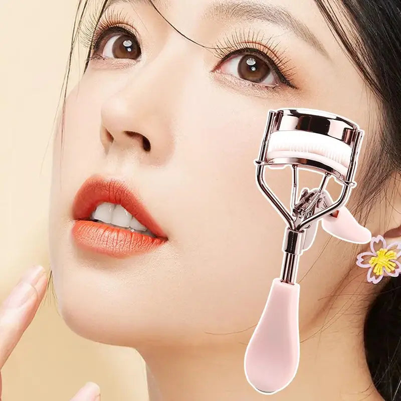 Pink Eyelash Curler with Comb for Perfect Curves - Easy to Use Makeup Tool