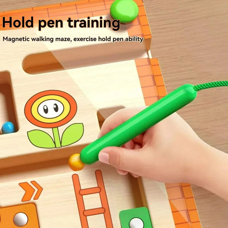 Magnetic Maze & Marble Run STEM Toy for Kids Ages 3-6 – Fine Motor Skills & Concentration Development