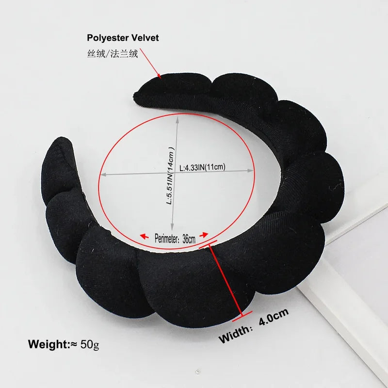 Velvet Spa Headband for Face Washing & Makeup Removal, Wide Padded Hair Accessory