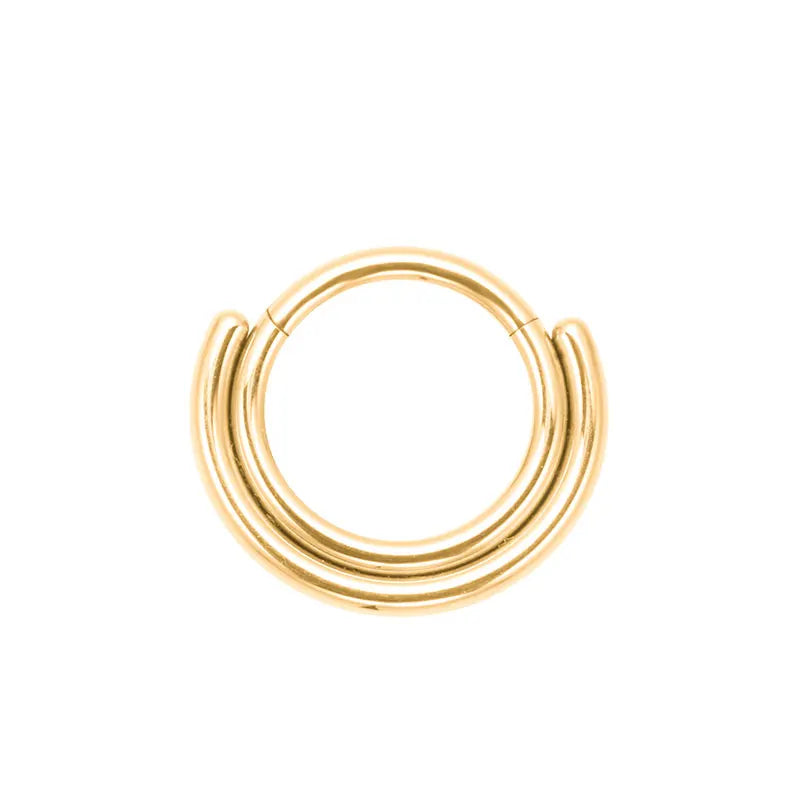 Titanium Septum & Nose Ring Hoop with CZ Segment Body Jewelry