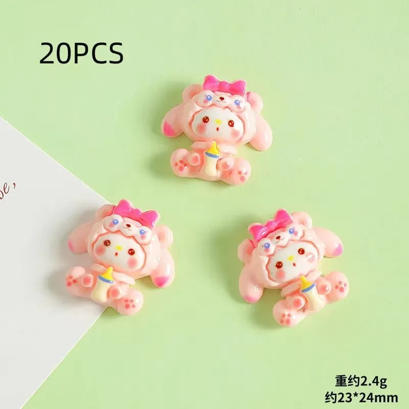 Cute Cartoon Animal Resin Phone Case Hair Clips Keychain DIY Accessories 18/20PCS