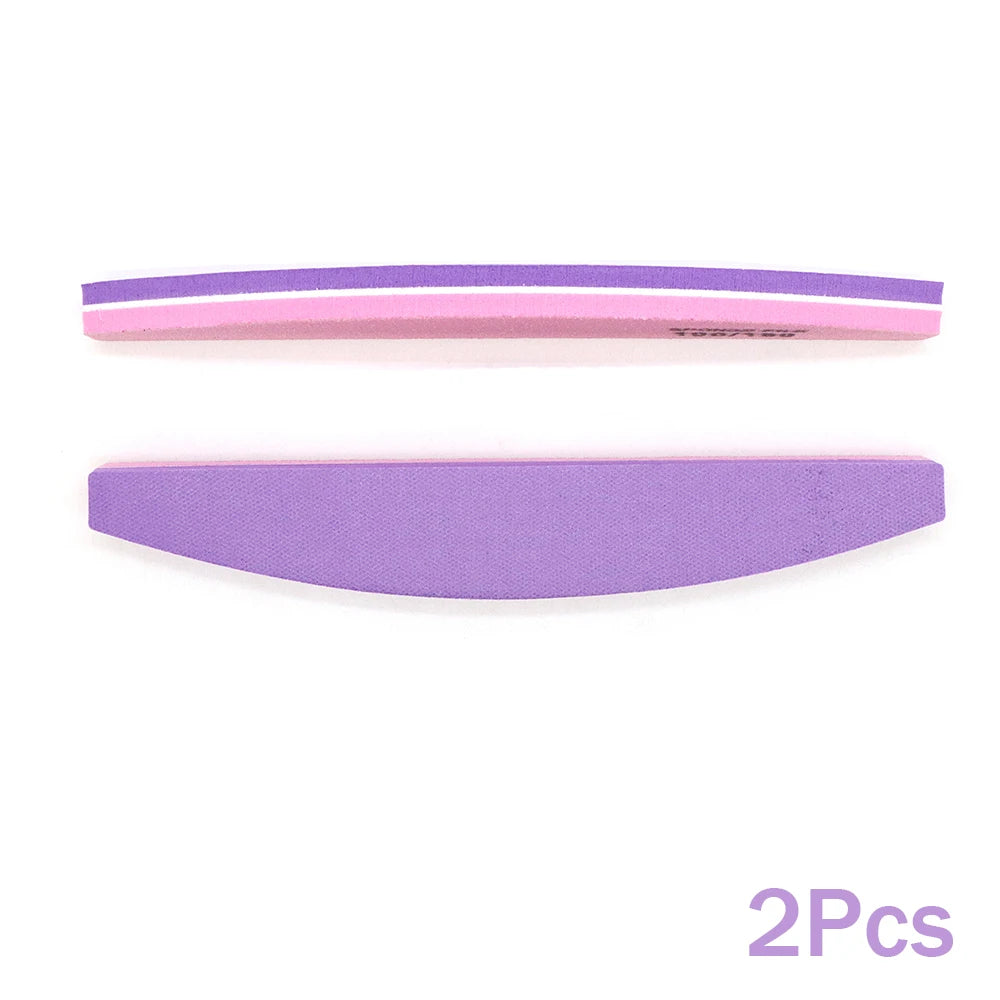 Pink & Purple Double-Sided Nail Buffer Files 100/180 Grit - 2 Pack