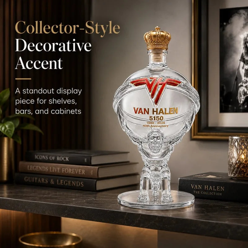 Van Halen 40th Anniversary Whiskey Decanter - Atlas Man Glass Liquor Bottle
