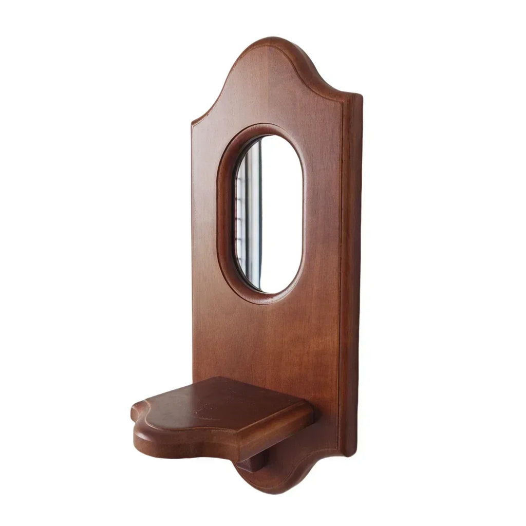 Vintage Wall Mirror with Wooden Aromatherapy Candle Holder and Shelf