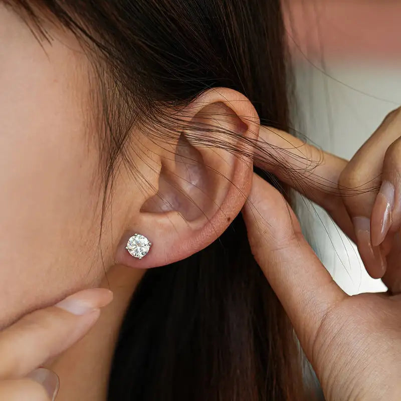 2.0ct Moissanite Earrings for Women Lab-Grown Diamond Studs Sterling Silver Jewelry