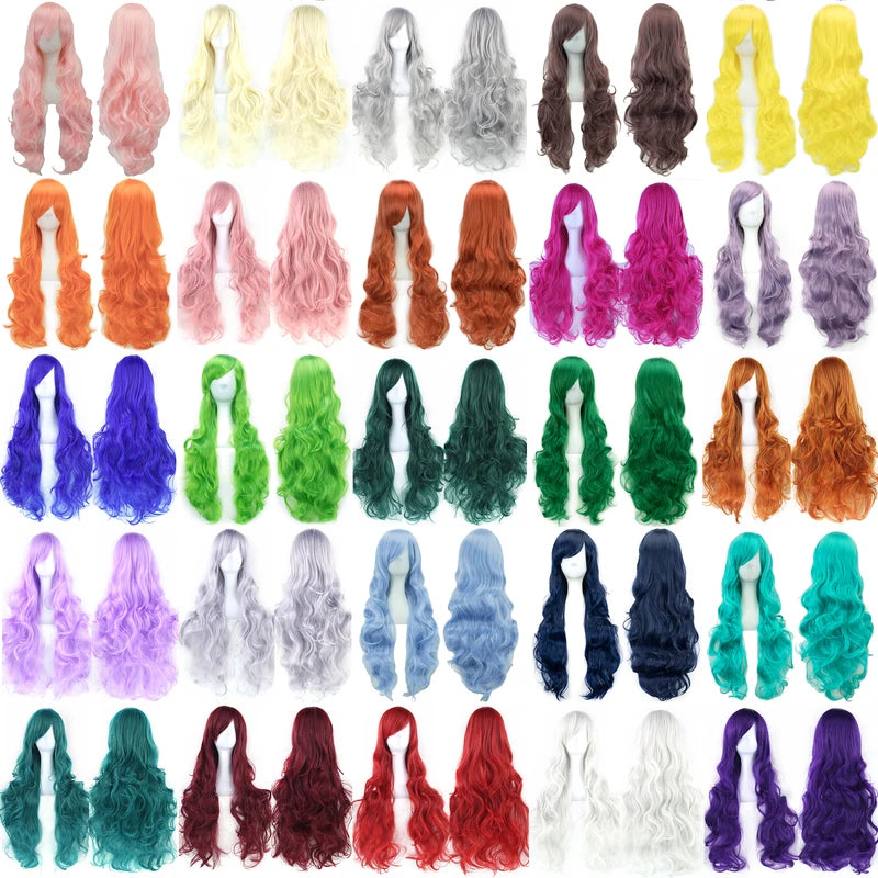 Long Synthetic Hair Wigs for Women - Curly, Colorful, Party & Cosplay