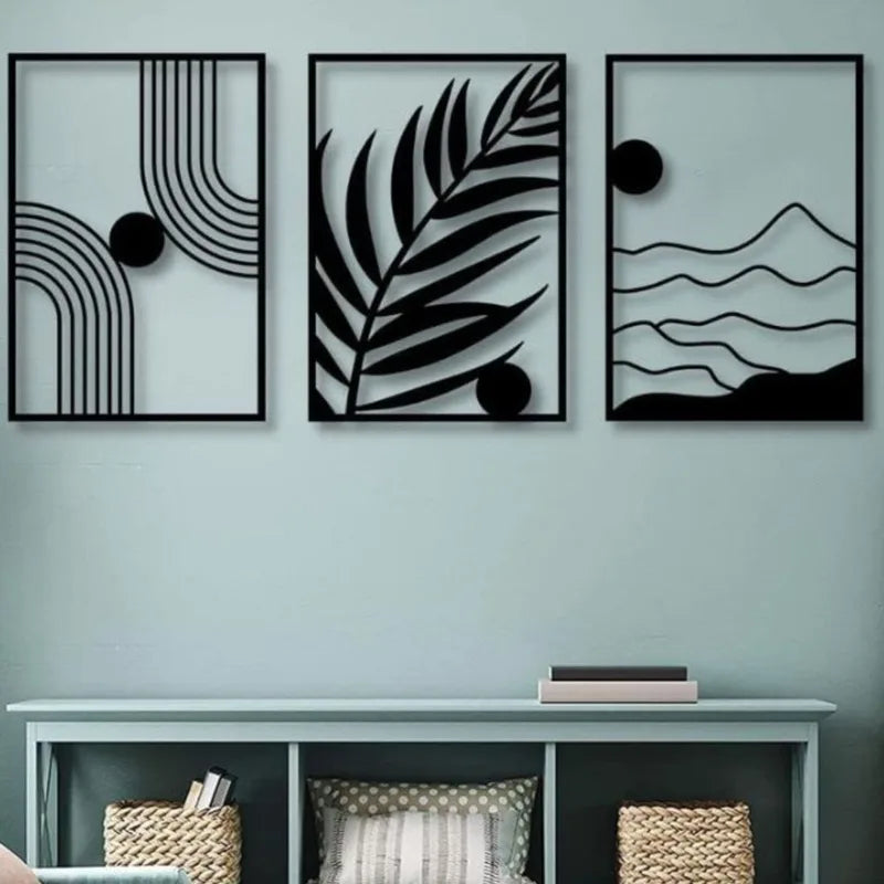 Iron Wall Art Decor - Metal Leaf Hanging Sculpture for Home & Office