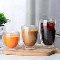 Heat Resistant Double Wall Glass Cups Set of Multiple Sizes for Coffee Tea Water