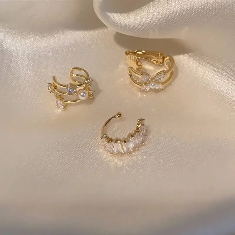 Minimalist Pearl Diamond Ear Cuff Star Fashion Jewelry for Women
