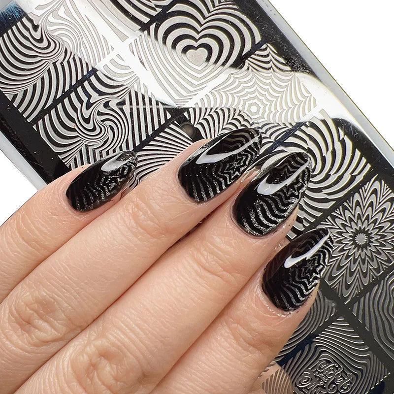Nail Art Stamping Plates with Floral Carton Designs for Creative Manicures