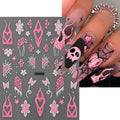 Halloween Skull Nail Stickers Glitter Powder 3D Nail Art Decals for Manicure