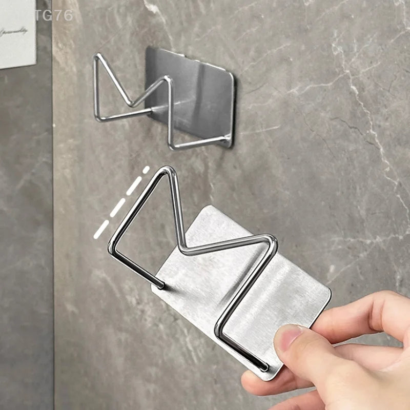 Wall Mounted Hair Dryer Holder Stainless Steel Storage Rack Bathroom Organizer