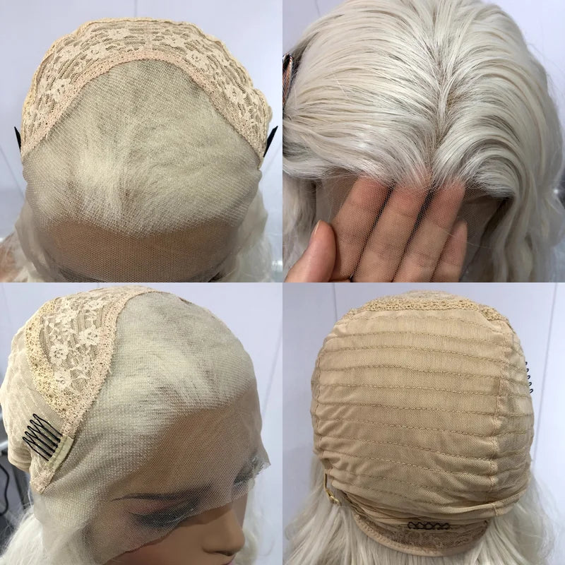 Long Blonde Synthetic Lace Front Wig for Women - Glueless, Straight, Natural Hairline