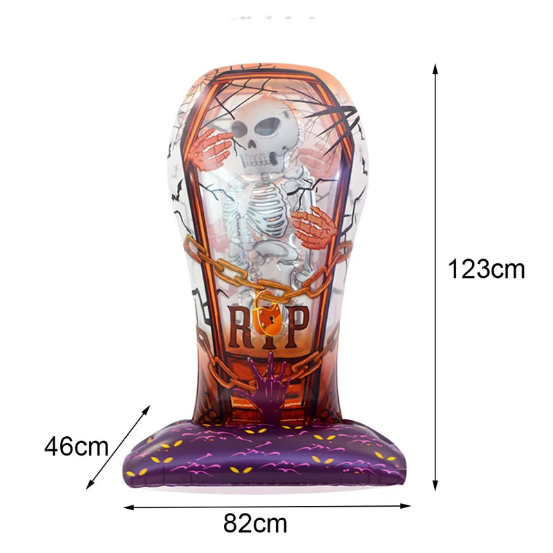 Large Halloween Skeleton Balloon Inflatable Tombstone Decor with Hand & Skull