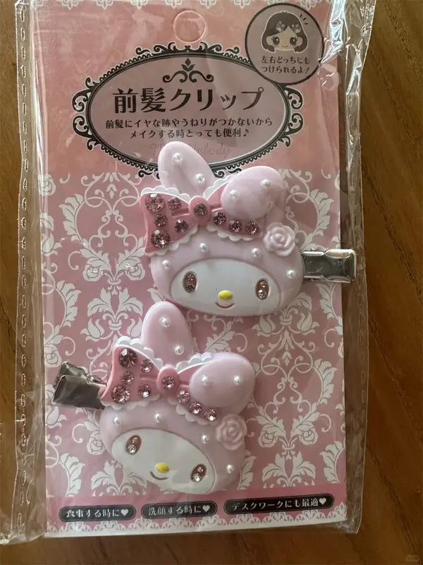 Cute Sanrio Cartoon Pig Hair Clips Diamond Pearl Hair Accessories for Bangs
