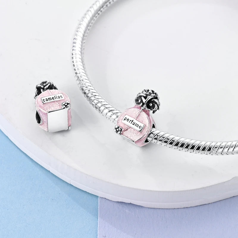 Sterling Silver Pink Pendant Charm for DIY Jewelry Bracelets & Necklaces