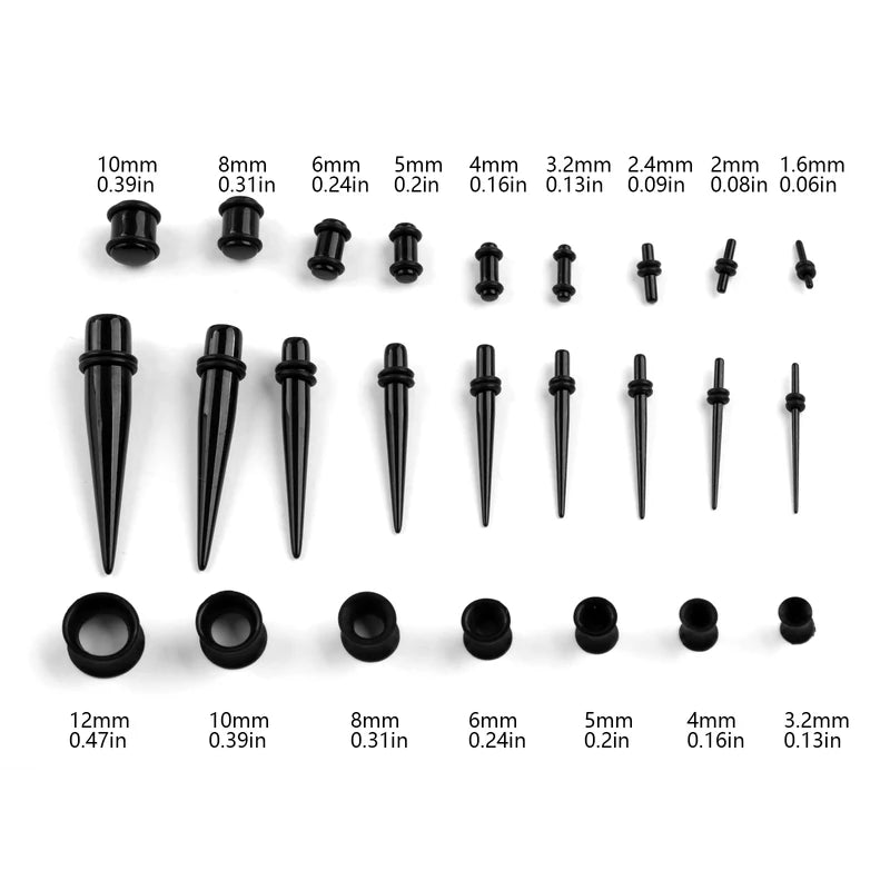 50pcs Acrylic Ear Piercing & Stretching Kit Tapers Body Jewelry Set