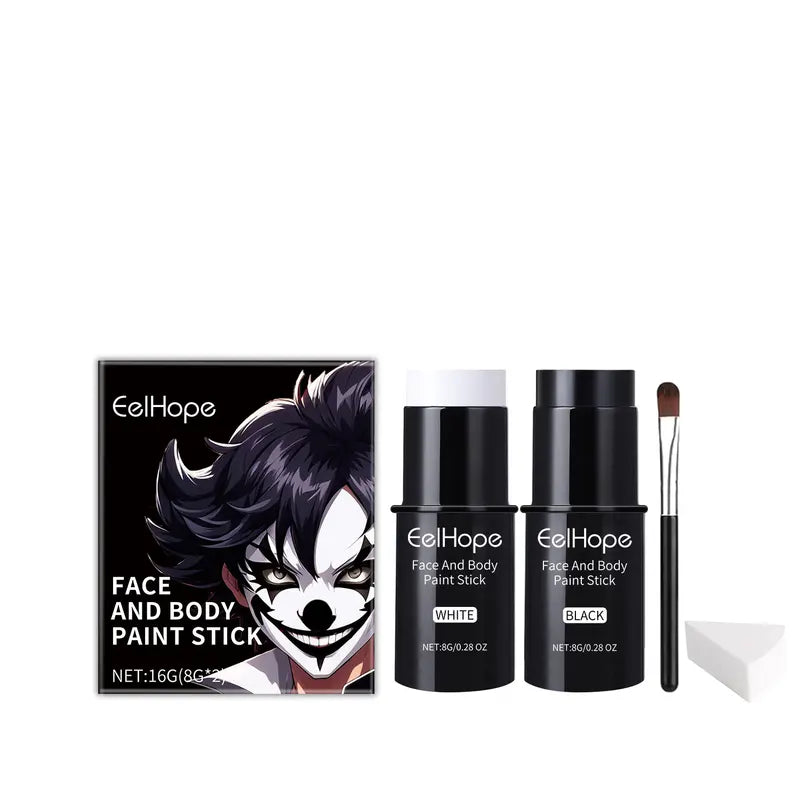 Colorful Face and Body Paint Kit Waterproof Clown Makeup Set for Halloween Festivities