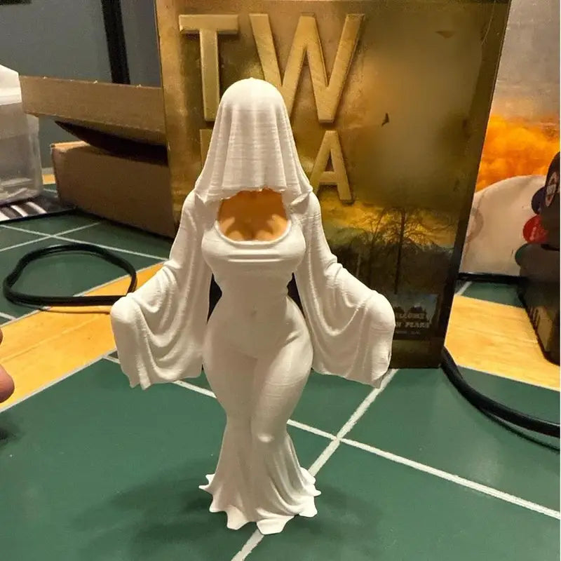 12cm Ghost Ornament - 3D Printed White Halloween Decoration for Indoor & Outdoor Use