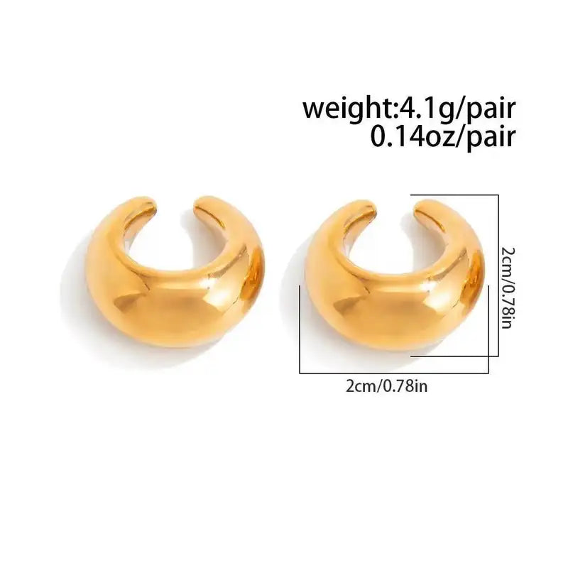 Non Piercing Circle Ear Cuffs for Women - Fashion Thick C-Shaped Light Ear Clip Jewelry 2 Pcs